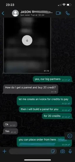 WhatsApp conversation with a customer, 3 of 5